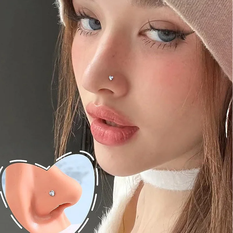 Style Minimalist Nose Stud 2025 New Silver color L-Shaped Cu
