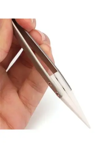 Ceramic Tipped Stainless Steel Tweezers Tips Heat Pointed Resistant Tweezer Electronic Soldering Tweezers Fine Pointed Tip