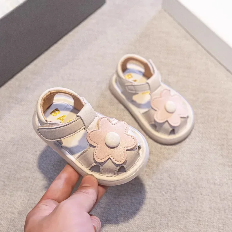 

Baby Girl Summer Sandals Covered Toe Soft Bottom Anti-Slip Walking Shoes Toddler Princess Footwear for 1-3 Years Old Kids