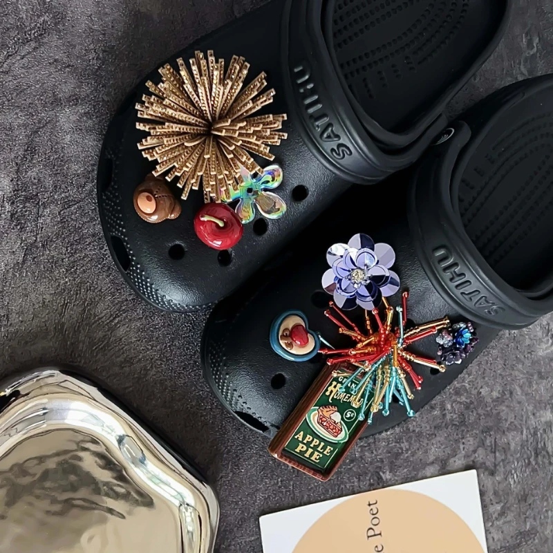 

Trendy Aesthetic Shoes Charms Firework Apple Pie Shoe Decor for Clogs Sandals Hot Sale Retro Shoe Accessories for Teens