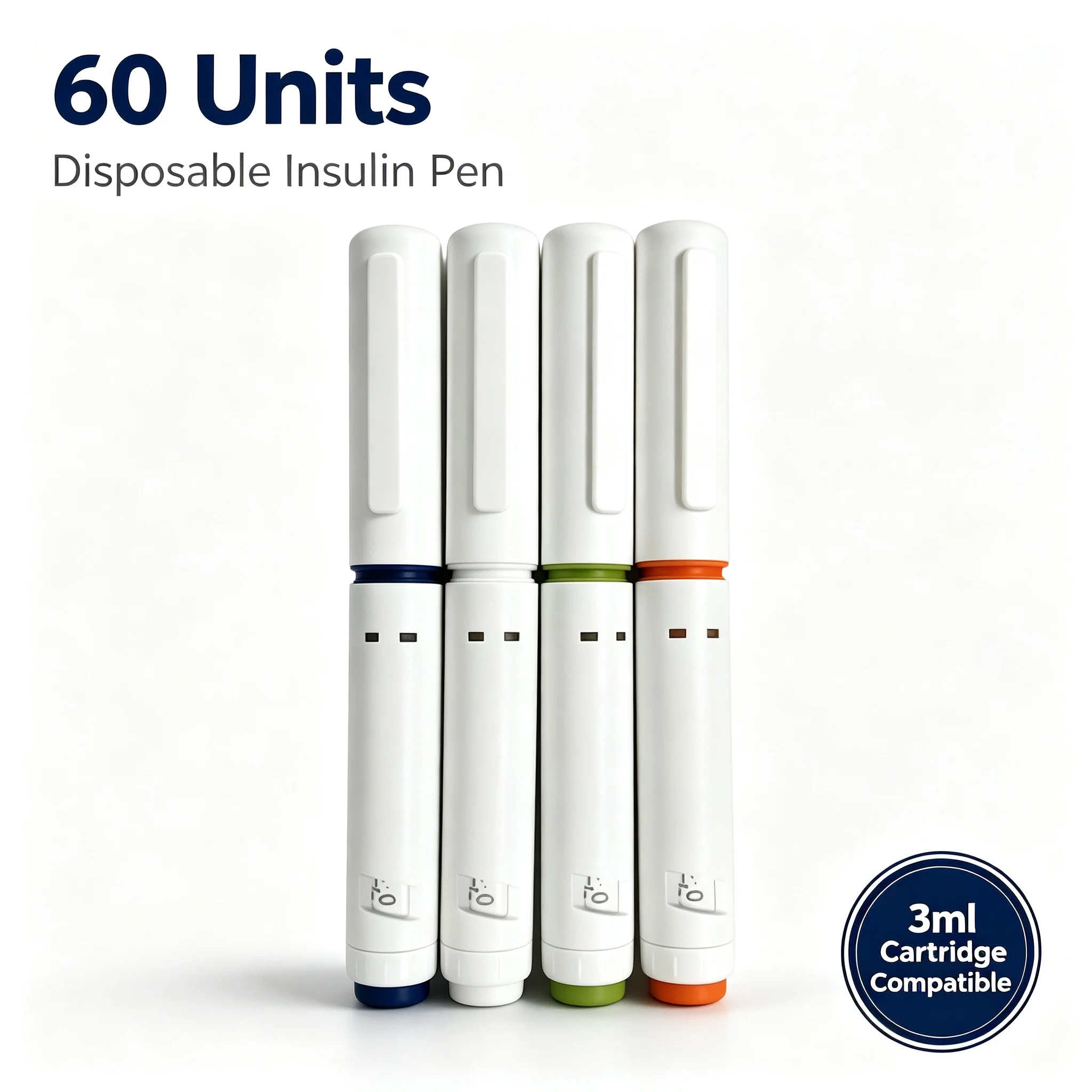 60U Disposable Insulin Pen for 3ml Cartridge Prefilled Safety Injection Pen Diabetes Home Use
