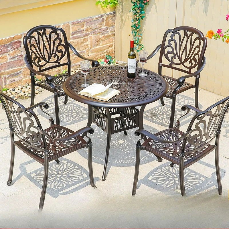 

Outdoor cast aluminum tables and chairs, courtyard gardens, villas, outdoor dining tables and chairs, commercial street project