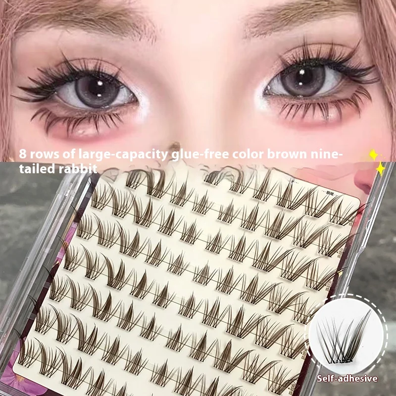 Pestañas postizas marrones sin pegamento, No necesita eliminación, ojos de zorro esponjosos naturales, pestañas reutilizables, fácil de aplicar, uso diario ligero