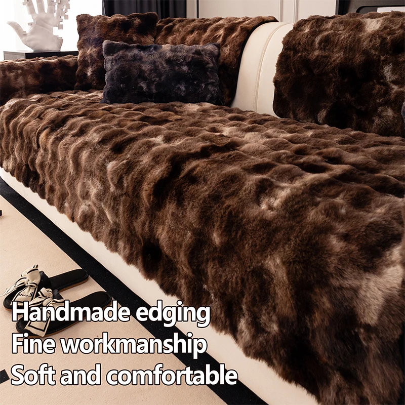1pc Luxury Plush Sofa Cover - Winter Warm Plush Sofa Cover, Pet-Friendly, Soft Fabric, Machine Washable, Suitable for all sofas and outdoor sofas, 1-seater, 2-seater, 3-seater, 4-seater, and with armrests and backrests