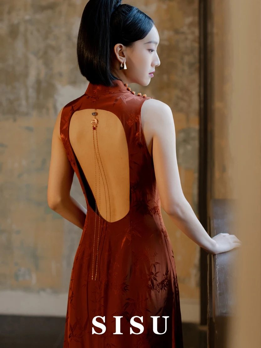 

Sisu 2024, новое красное китайское свадебное платье, традиционное китайское длинное Ципао для невест, настраиваемый утрошенный халат для помолвки