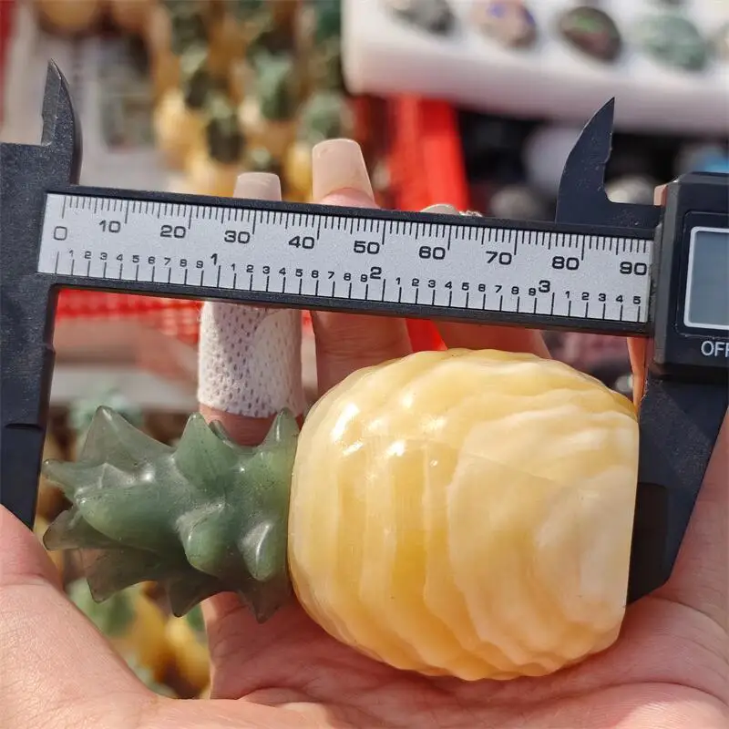 Natural Orange Calcite Green Aventurine Pineapple Carving Crafts As Halloween Ornaments Gifts Or Home Room Decoration 1pcs
