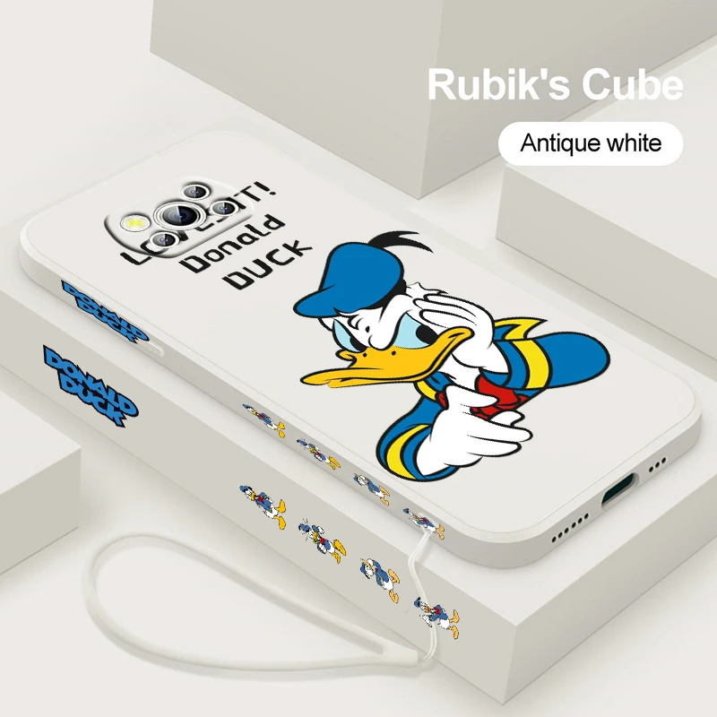 459_Disneys Donald Duck Cute For Xiaomi Poco M5S M4 F5 F4 Pro 5G F3 GT X5 X4 X3 X2 NFC C55 Liquid Left Rope Cover Capa Fundas