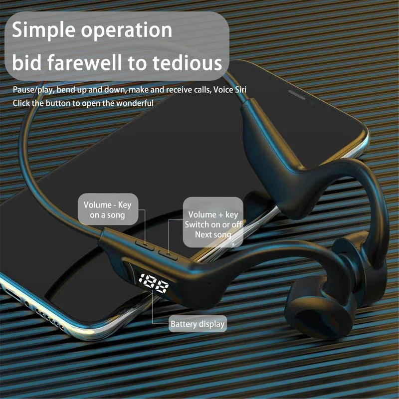 X7 سماعات توصيل العظام الهوائية الرياضة السباحة بلوتوث متوافق سماعة Tf بطاقة العرض الرقمي دعوة سماعة أذن رياضية #5