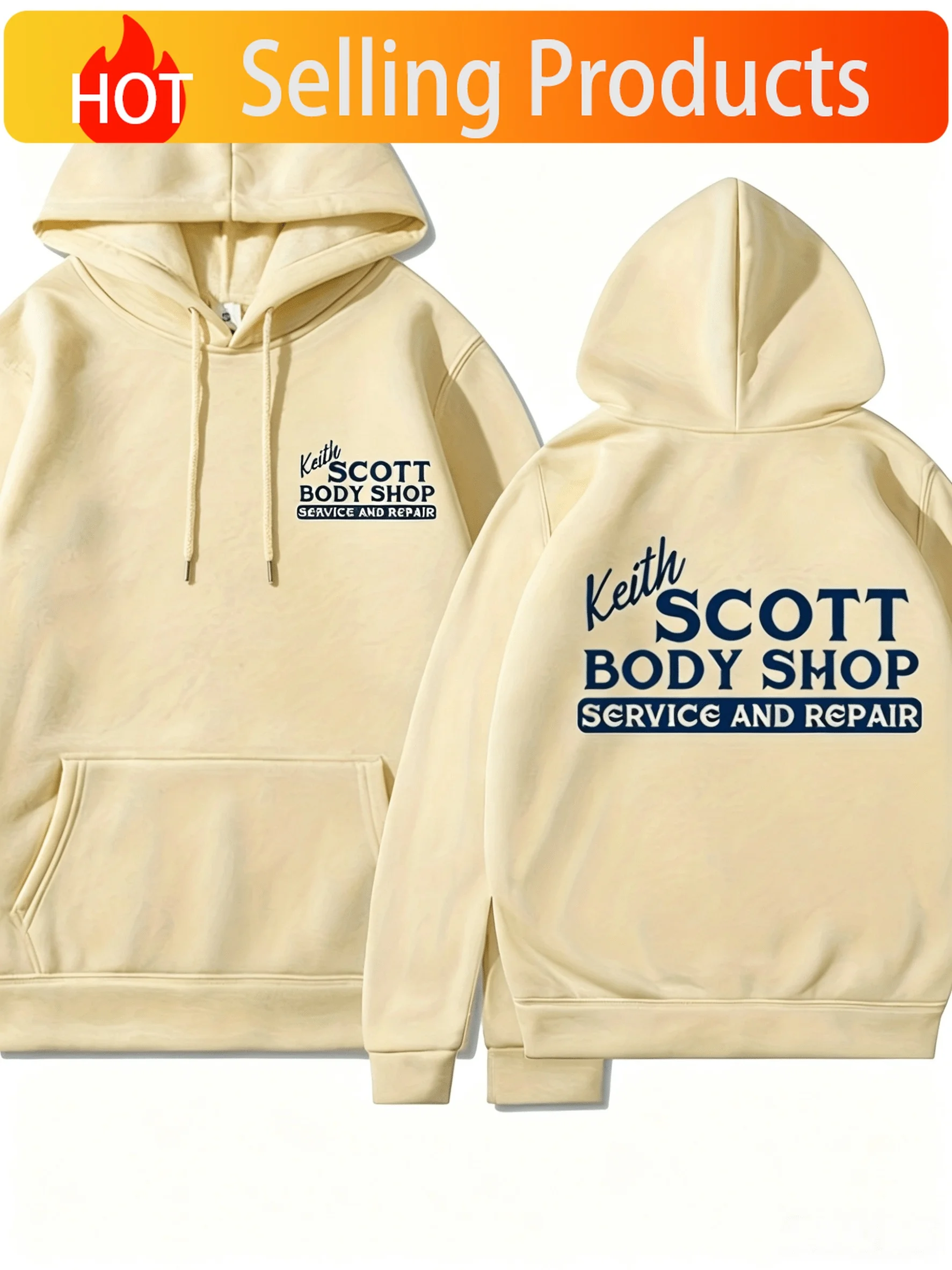 Nouveau sweat à capuche confortable à imprimé lettres inspiré de la série télévisée Keith Scott Body Shop, style européen et américain