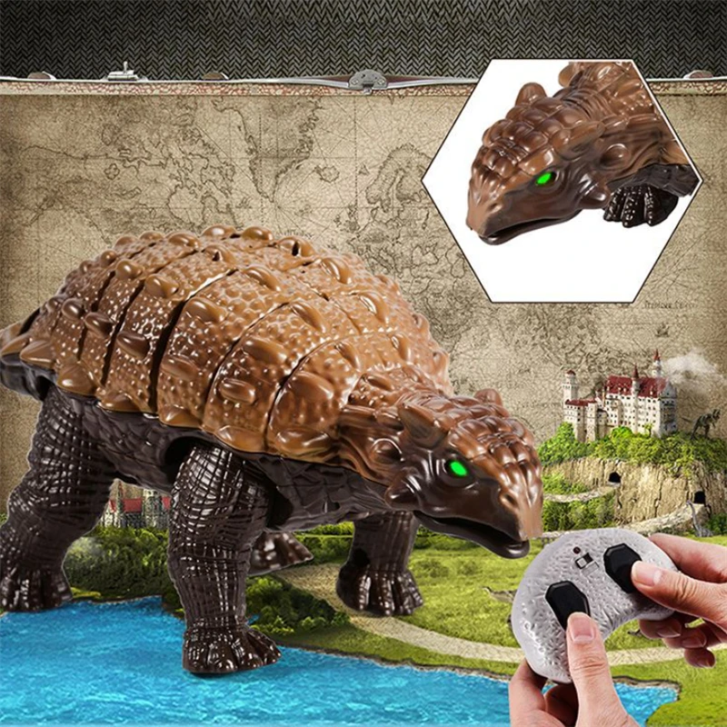 Rc 공룡 모델 무선 조종 동물 Ankylosaurus 긴 목이 달린 드래곤 크리에이티브 동물 참신 퍼즐 모델, 크리스마스 선물