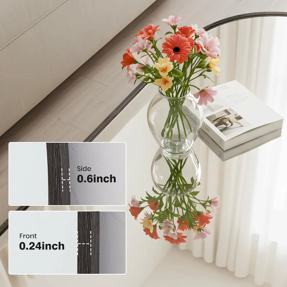 Freestanding Full-Length Aluminum Framed Floor Mirror in Grayish Driftwood Style for Complete Body Reflection