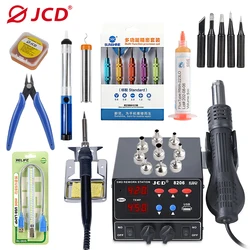 JCD 3 IN 1 800W Soldering Station LED Digital Rework Station Solder Iron With USB Charging For Phone PCB IC SMD BGA Welding tool