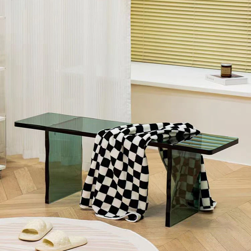 

Современная креативная акриловая прикроватная скамья, длинный пластиковый стул для переобувания для семьи, отеля или виллы.