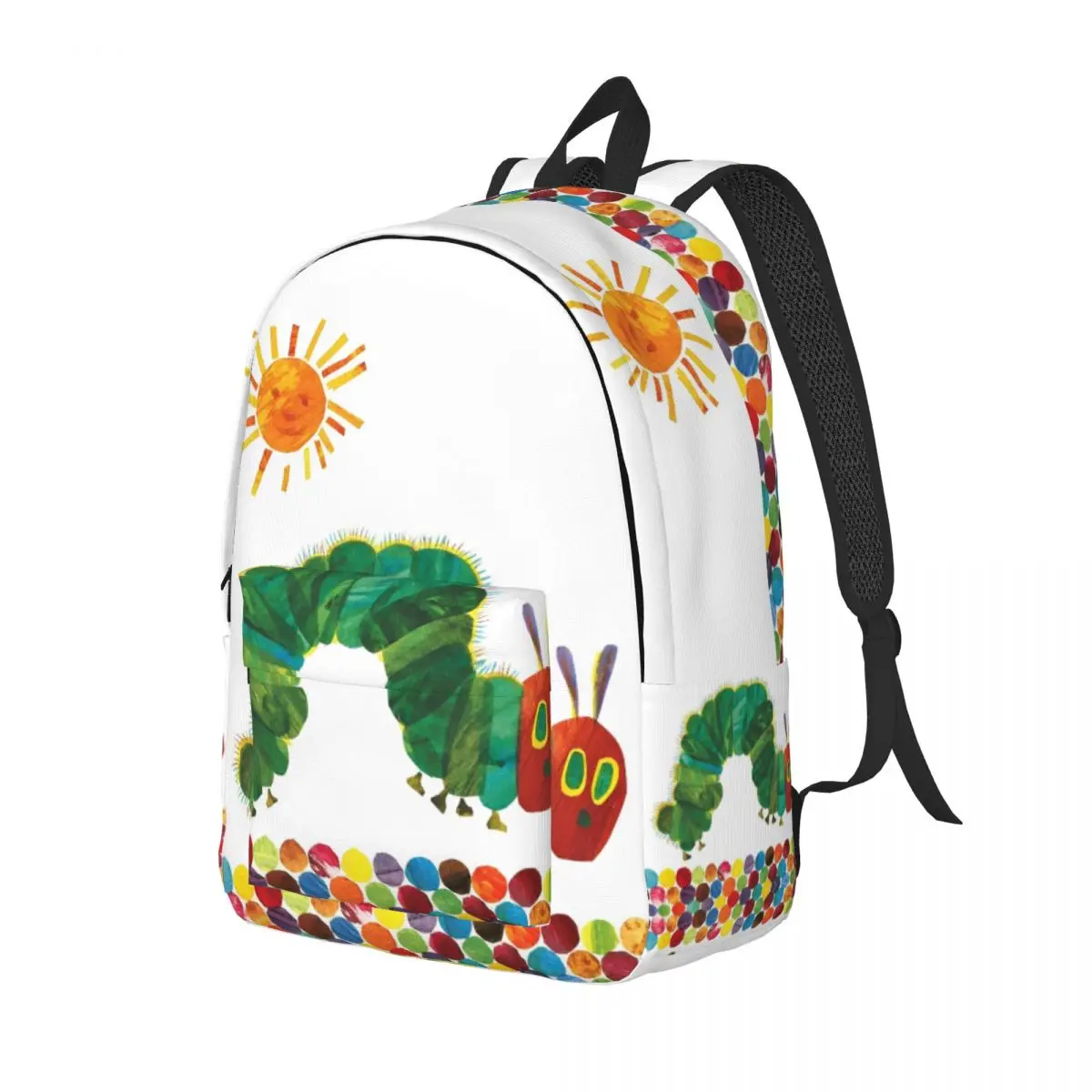 The Very Hungry Caterpillars Sun Fashion Backpack Outdoor Student Work Cartoon Book Daypack for Men Women College Shoulder Bag