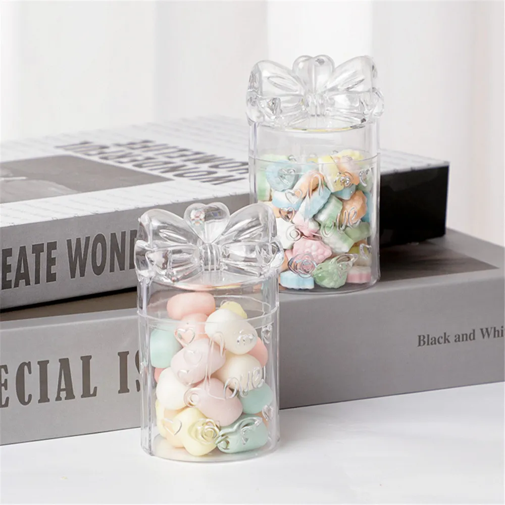 1pc Plastic Candy Box with Lid Candy Gift Bags Baby Shower Favor Boxes Package Round Candy Box Crystal Packaging Box Supplies