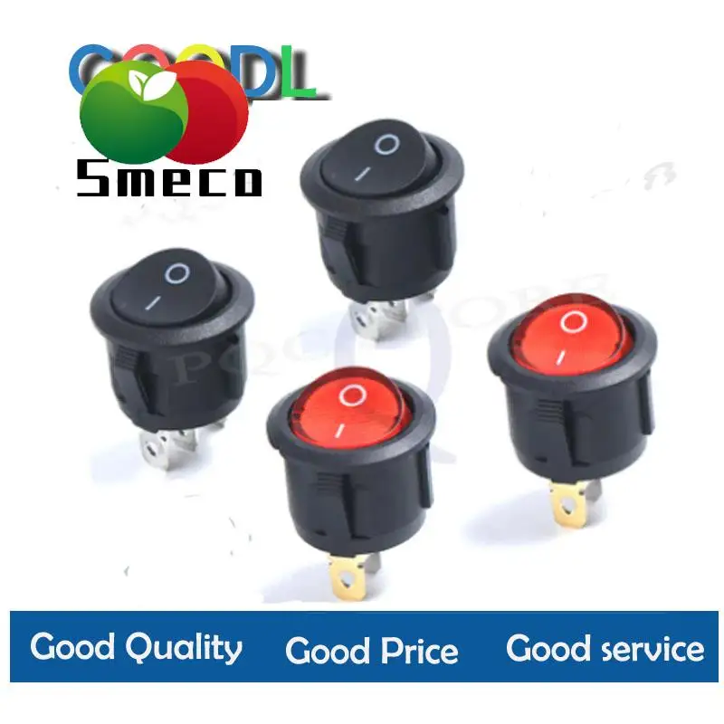 5 pçs KCD1-105 3pin preto/vermelho redondo botão interruptor de balancim ligar/desligar interruptores de alimentação do barco 6a