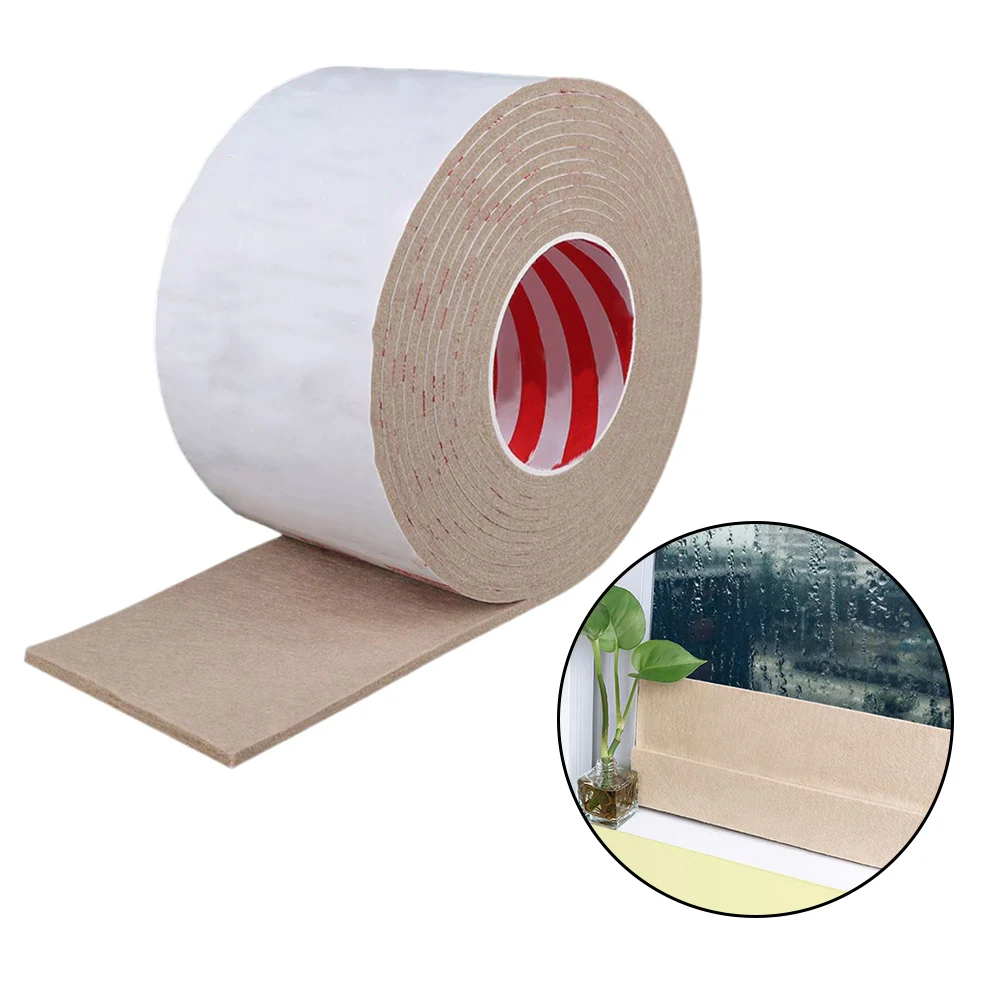 1pc Glass Absorbent Sticker Anti-condensation Felt Strip Brown 8x500cm Household Window Glass Water Absorption Sticker Parts