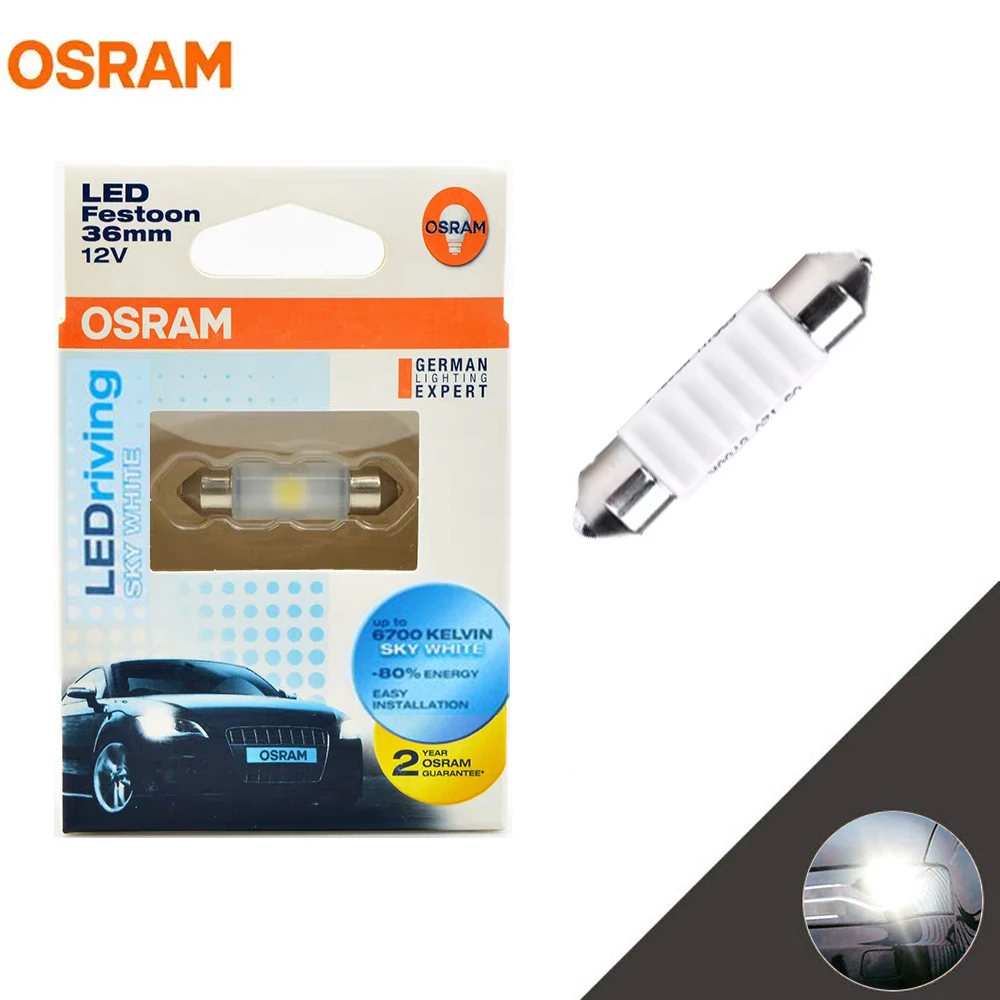 

OSRAM LEDriving 12V C5W Стандартная модернизированная гирлянда 36 мм 6700K Небесно-белая светодиодная лампа для внутреннего освещения Лампа для чтения Пластинчатая лампа 6436SW (1 шт.)