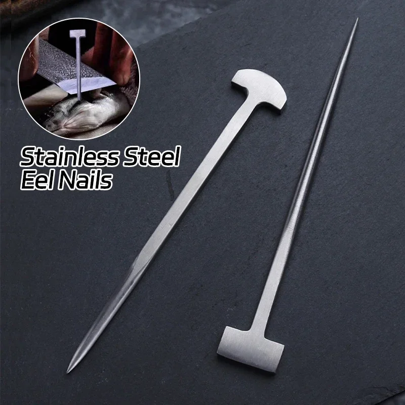Japanese Style 304 Stainless Steel Eel Spike Sushi Shop T Needle Shape Fish Eel Nail for Restaurant Cuisine Cooking Kitchen Tool