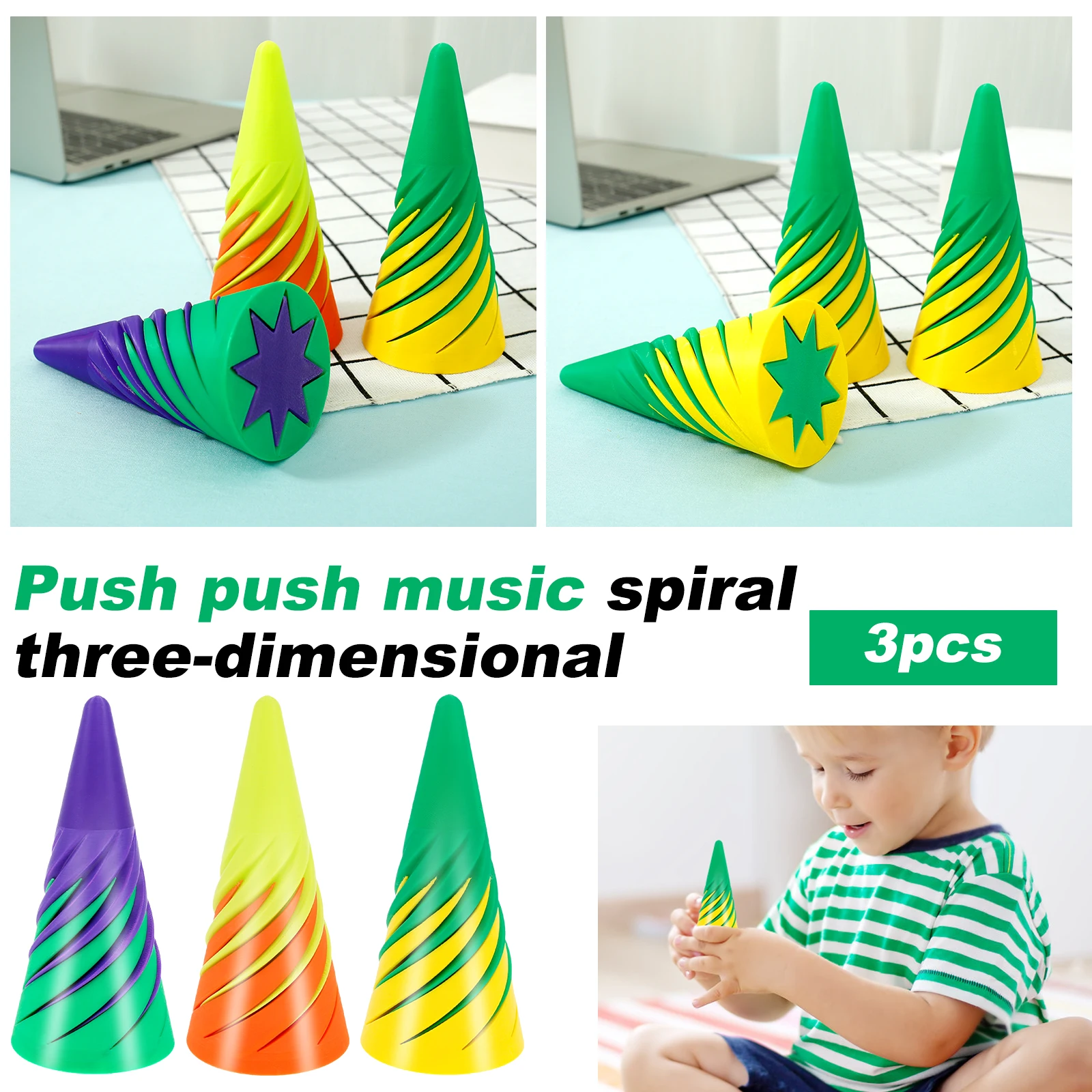 

2 Pcs Impossible Pyramid Passthrough Sculpture 3D Printed Spiral Cone Toy Unique Impossible Cone Funny Pyramid Passthrough Toy