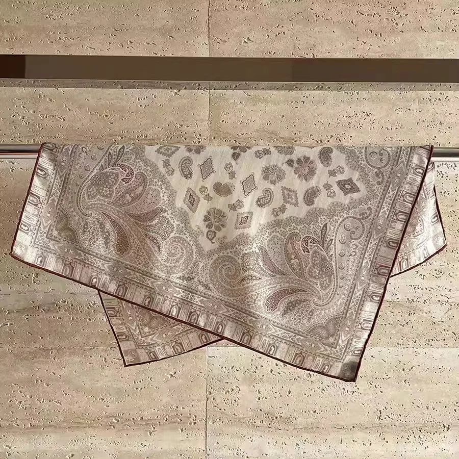 موضة 70% صوف 30% وشاح حريري للنساء شالات يلتف فولارد الأوشحة الفاخرة ساحة الباشمينا الإناث الحجاب باندانا منديل 62 سنتيمتر #3