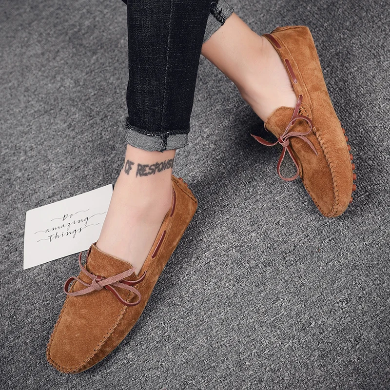 Men's Leather Shoes Summer 2024 New Hollow Breathable Casual Shoes Slip-on Soft Sole Shallow Flat Driving Shoes Loafers for Men image 2