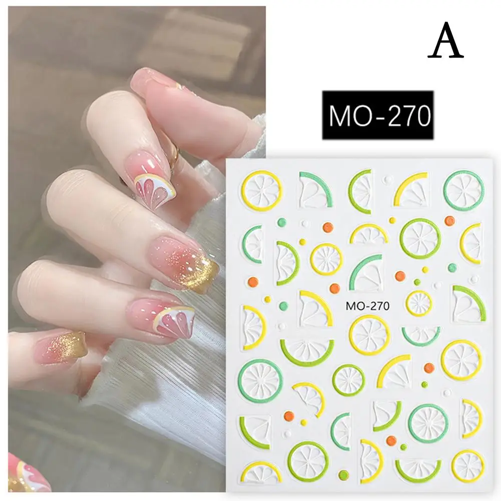 Meisjes Fruit Patroon Nagel Stickers Glanzende Schattige Elegante Vrouwelijke Herfst Feestelijke Koreaanse Gel Mode Stickers Nail Party Uv Nail Dec J2w1