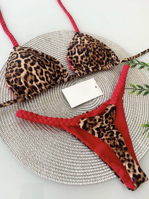 RUOTONGSEPT stroje kąpielowe damskie wzór w cętki brazylijskie bikini zestaw seksowne stringi strój kąpielowy dwuczęściowy strój kąpielowy kobiety 2023 stroje plażowe