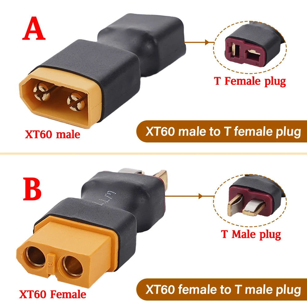 XT60 female to Tmale plug XT60 male to T female plug Adapter For RC Helicopter Quadcopter LiPo Battery Plug Connector