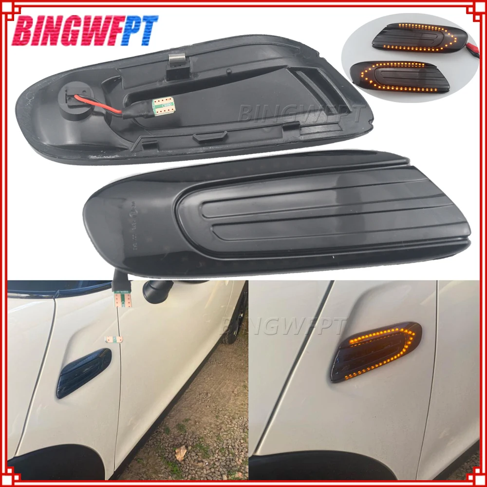 2PCS Car Turn Signal Light Dynamic Sequential Amber Front Led Side Marker Lamp For Mini Cooper F55 F56 F57 2014 2015 2016 2017