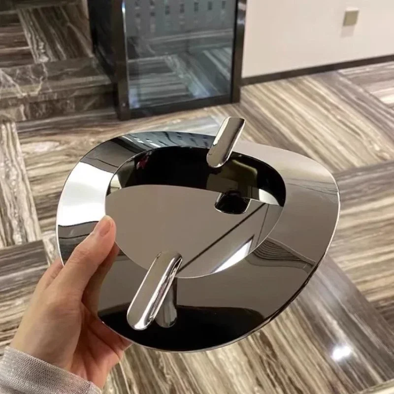 Modern Italian Minimalist Stainless Steel Cigar Ashtray Decoration Tea Room Study Desktop Fashionable Home Decor