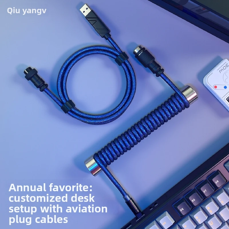 8k Aviator Airplug Cable Hall Effect Customization Aviation Plug Cable Type-c Spiral Spring Wire With Counterweight Rod