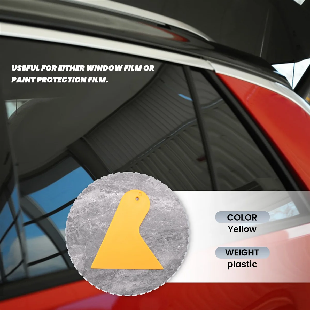 مكشطة نافذة السيارة البلاستيكية الصفراء ، أداة تنظيف ممسحة ، فيلم لاصق ، تلقائي ، 10.5x9.5cm