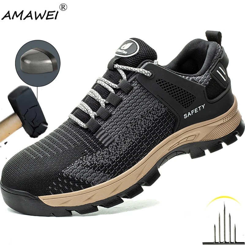 

Рабочие ботинки, неразрушимая защитная обувь, мужская обувь со стальным носком, устойчивые к проколам кроссовки, нескользящая рабочая обувь, противоскользящие защитные ботинки