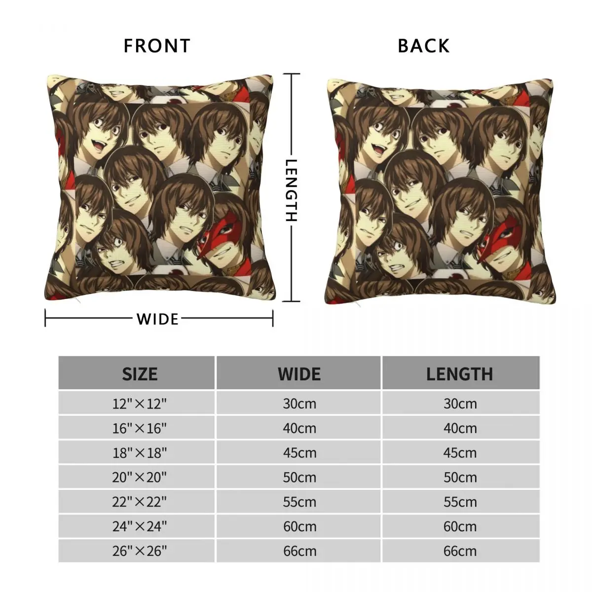 Many Faces Of Goro Akechi Square Pillowcase Pillow Cover Cushion Zip Decorative Comfort Throw Pillow for Home Car