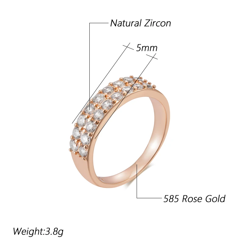 Kienl Hot Full Shiny Natural Zircon Bride Wedding Ring Fashion 585 Rose Gold Color Daily Fine Vintage Jewelry for Women Gift