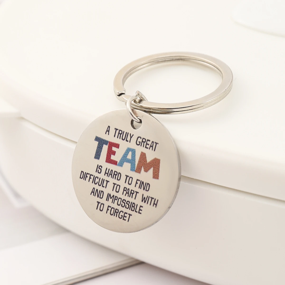 1Pc Inspirational \'A Truly Great Team\' Stainless Steel Keychain - Perfect Gift For Colleagues, Friends & Teammates