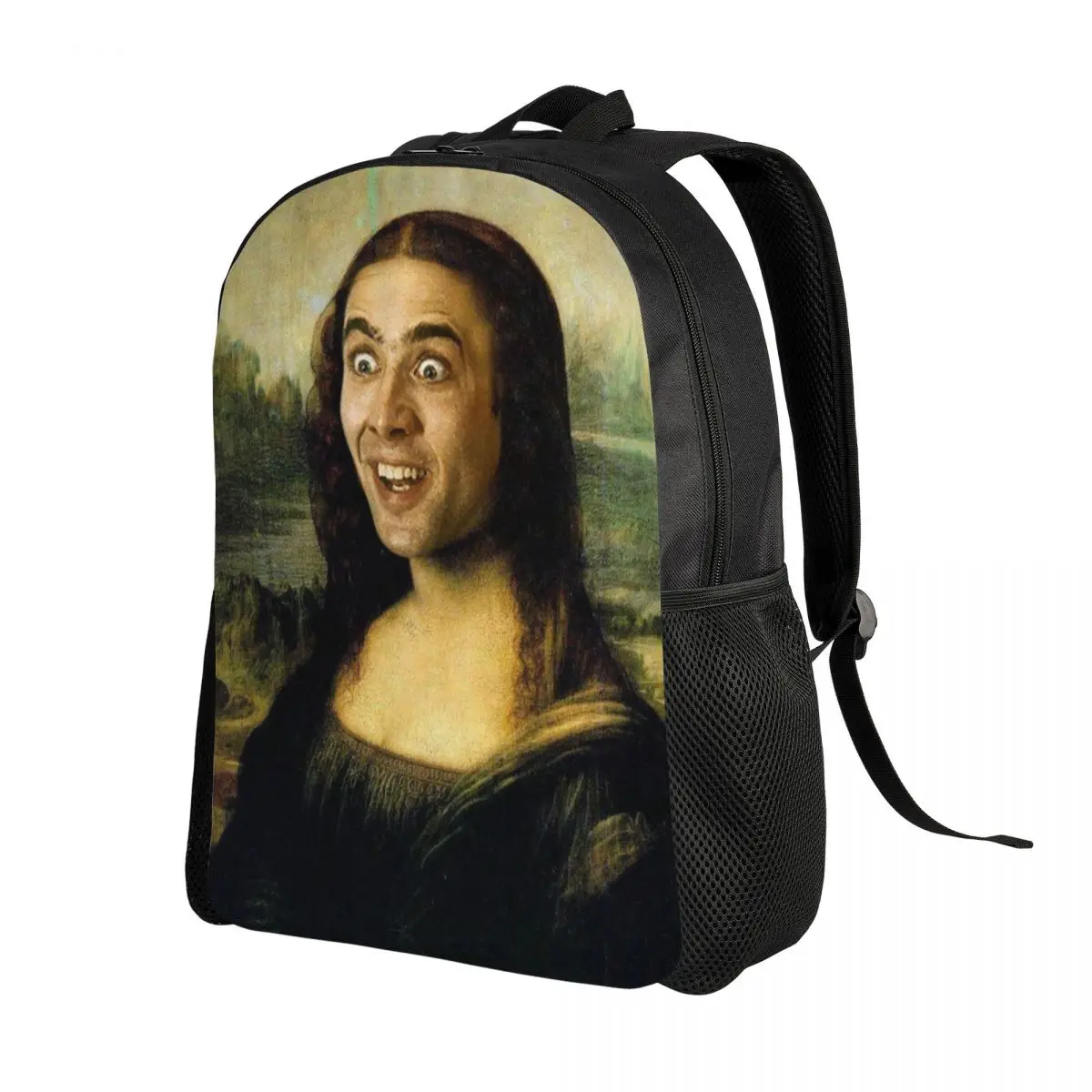 Nicolas Cage Mona Lisa zabawny Meme plecak podróżny mężczyźni kobiety komputer szkolny torby na książki studentka plecaki