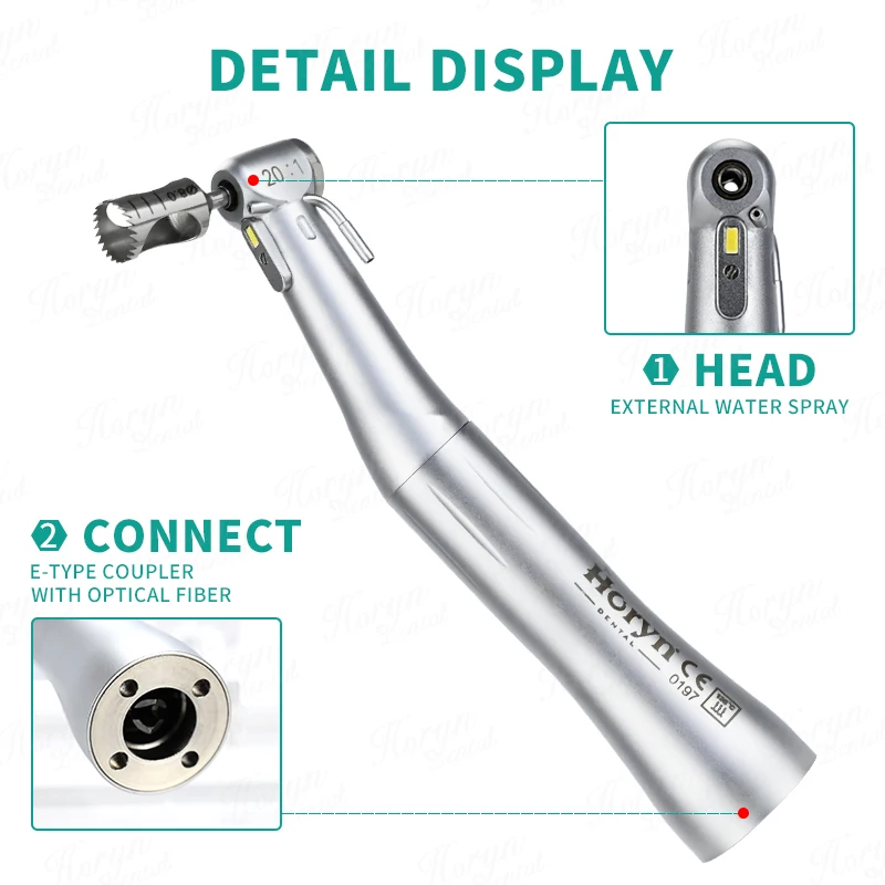 LED 20:1 Outer Waterway Den tal Low Speed Contra Angle impl ant Handpiece