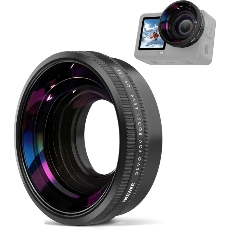 Szerokokątny obiektyw NEEWER 185 °   Szkło optyczne FOV HD z mocowaniem na śrubę, obiektyw do kamery sportowej, akcesoria fotograficzne tylko do DJI Osmo Action 6 — zdjęcie produktu 7