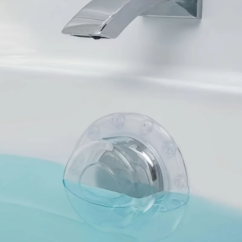 Leak proof bathtub overflow drain cover - suction cup type, durable plastic, easy to install, prevents water damage