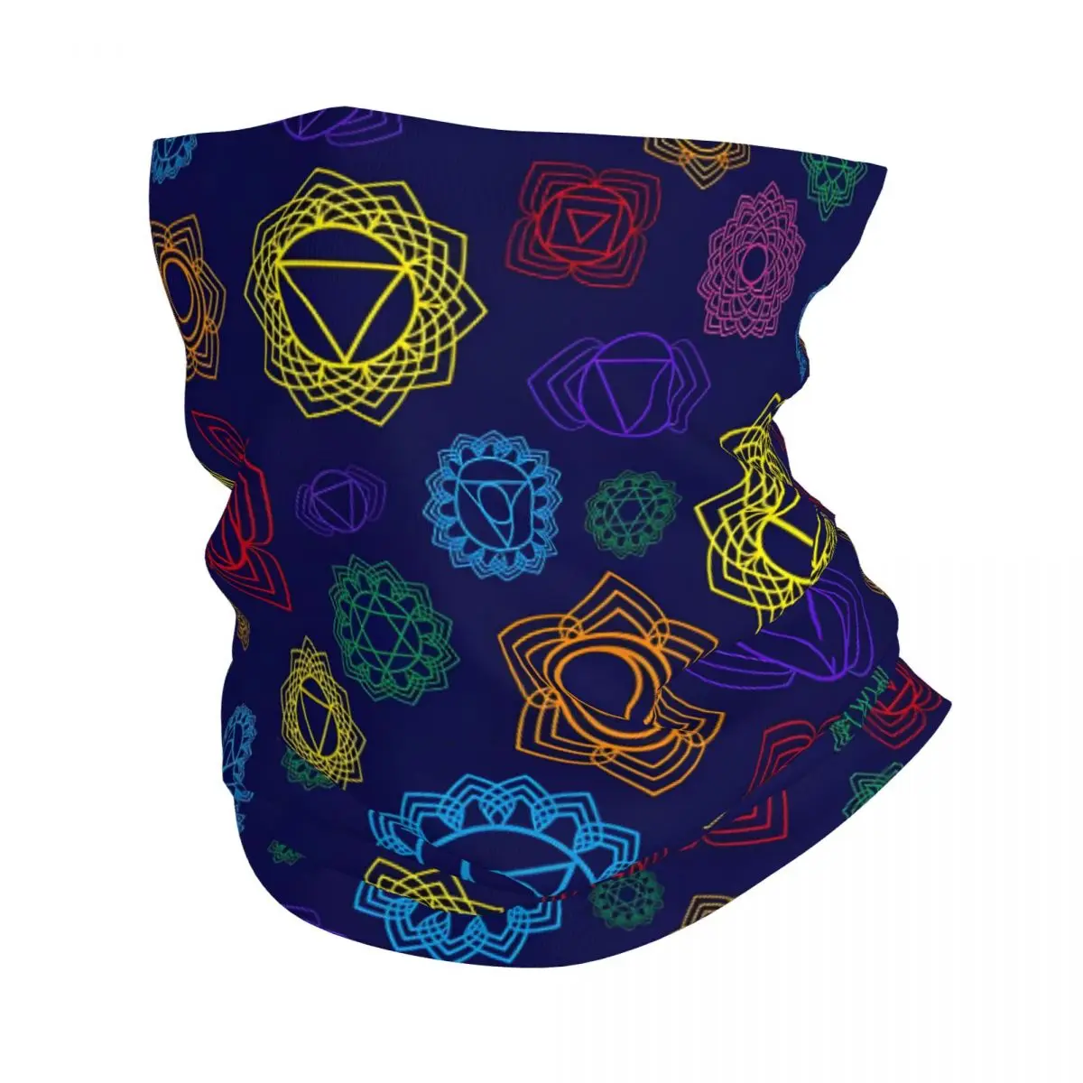 7 Chakra Mandalas Photographic Print Scarf Neckerchief Neck Face Mask Polyester