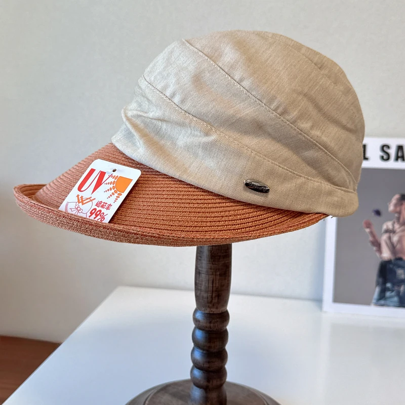 Fashion new high quality cotton and linen turn over eaves cap outdoor shade all match leisure age folding newsboy hat