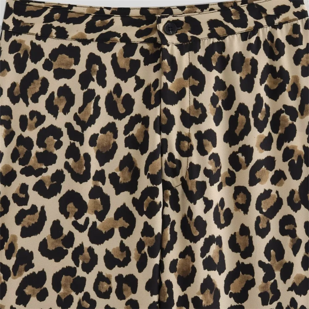 Peter Ailsa 2024 estate nuovo prodotto moda donna e pantaloni Casual versatili con stampa leopardata a vita alta