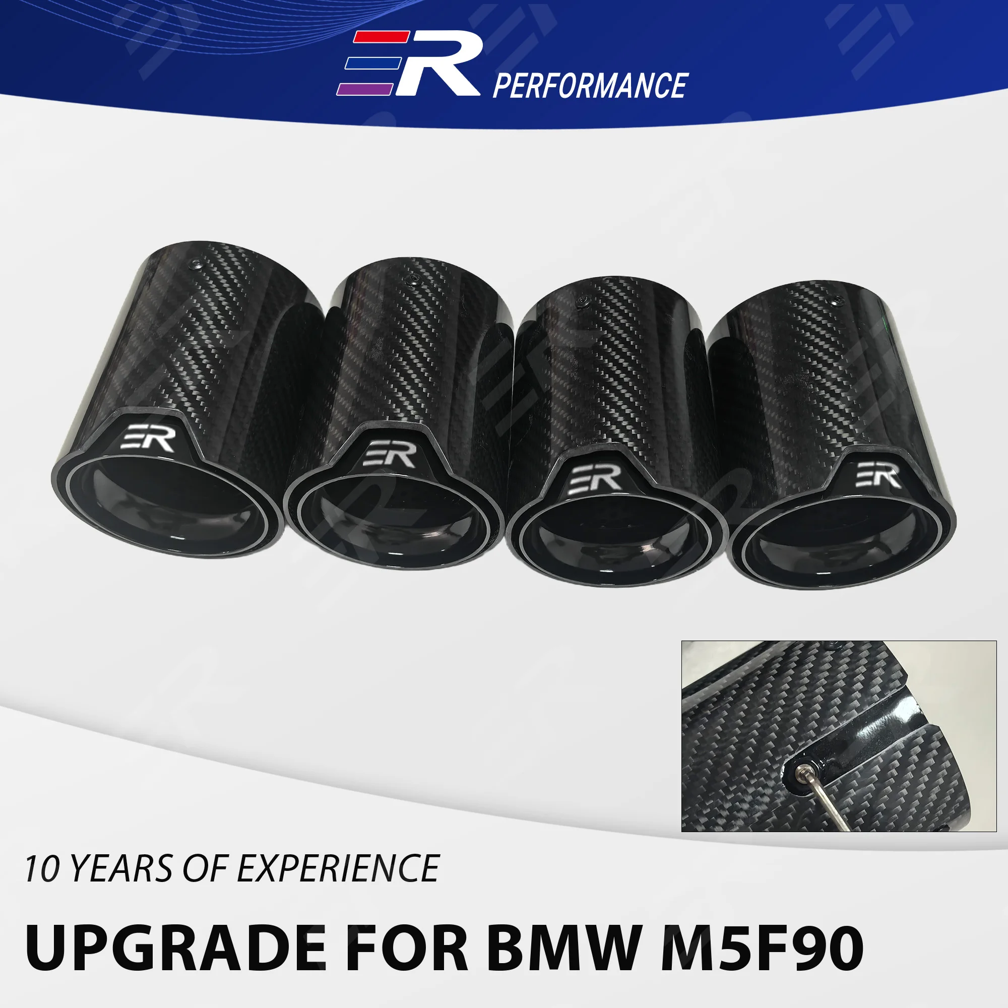 4pcs ER Upgrade Exhaust Tip Carbon Fiber Auto Car Muffler Exhaust accessories Tail Pipe Car Decoration Modify for BMW M5F90
