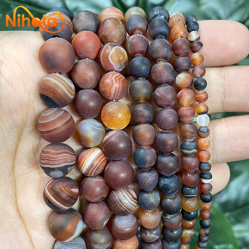 4/6/8/10/12/14mm Natural Matte Round Fantasy Dream Stripe Agates Beads for Charm Jewelry Making DIY Bracelet Necklace 15