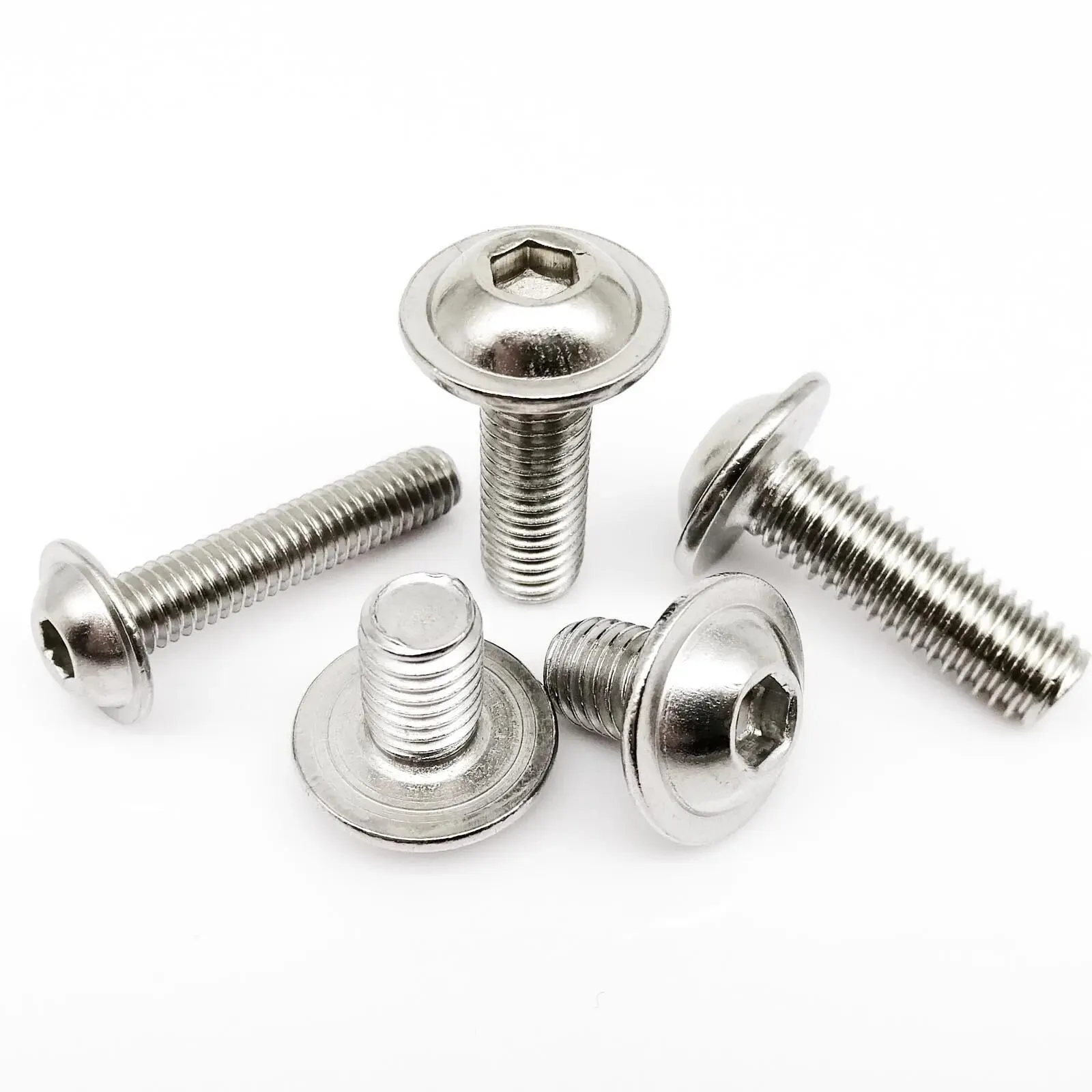 Hex Hexagon Socket Round Button Head With Washer Collar Bolt Screw M2 M2.5 M3 M4 M5 M6 M8 ISO7380.2 304 A2 Stainless Steel