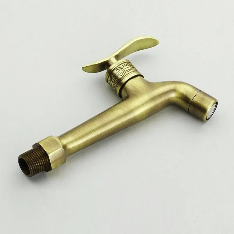 Long garden use Bibcock faucet tap crane Antique Brass Finish Bathroom Wall Mount Washing Machine Water Faucet Taps YT-5156