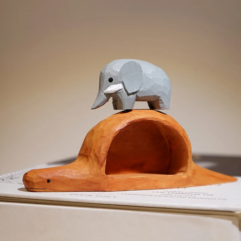 الزيزفون اليدوية نحت زخارف الحيوانات الصغيرة بيثون ابتلاع الفيل ديكور المنزل الخشب نحت الحرف اليدوية هدية الإبداعية #2