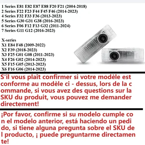 Imagen 2 del producto BMW GROUP 2/4 Uds puerta de coche LED HD luz de puerta de bienvenida para BMW F15 E90 E91 E92 E93 E60 E70 F10 F07 E63 E64 F12 F13 G30 Accesorios